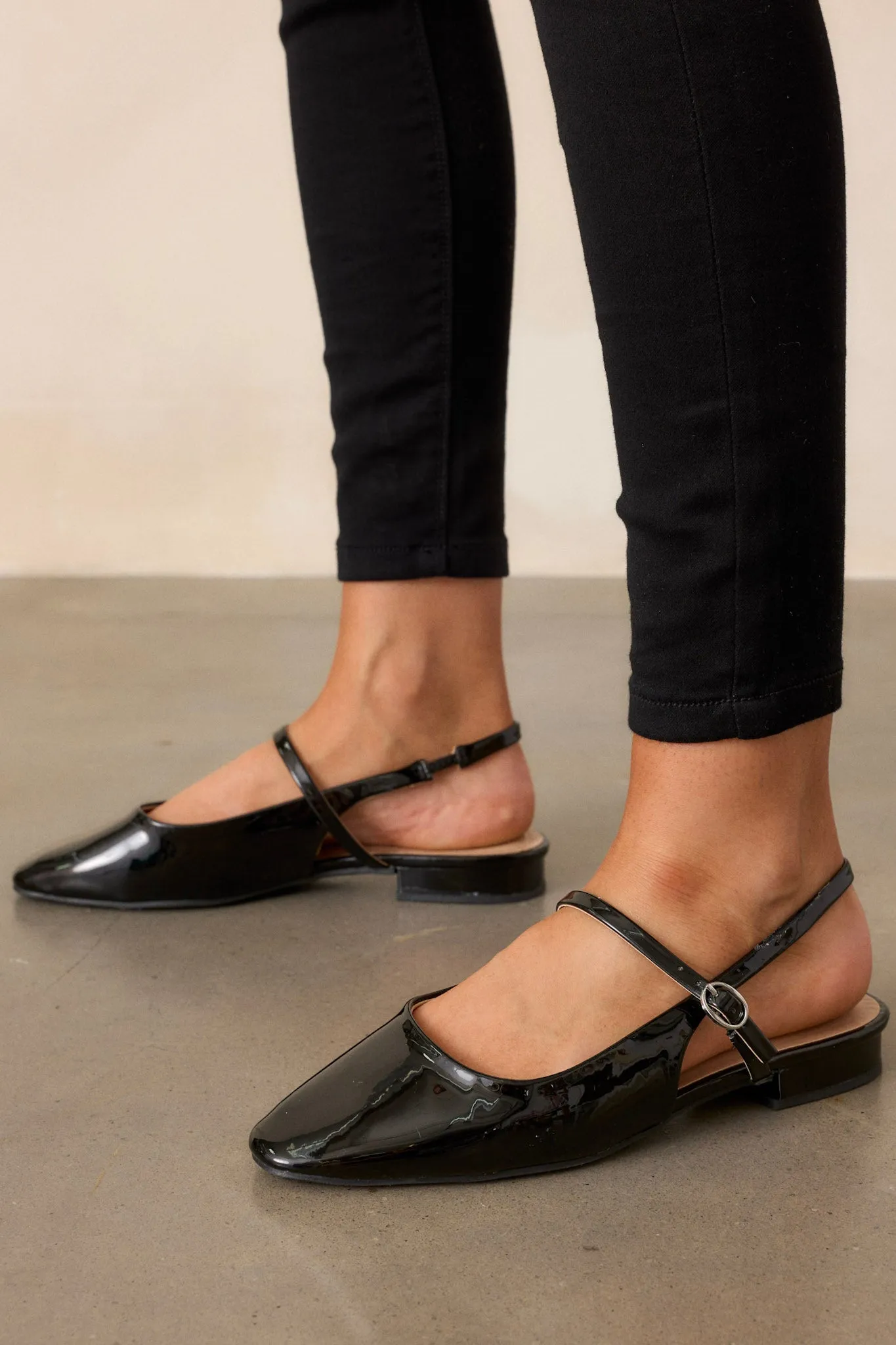 Walk The Talk Black Slingback Mary Jane Flats