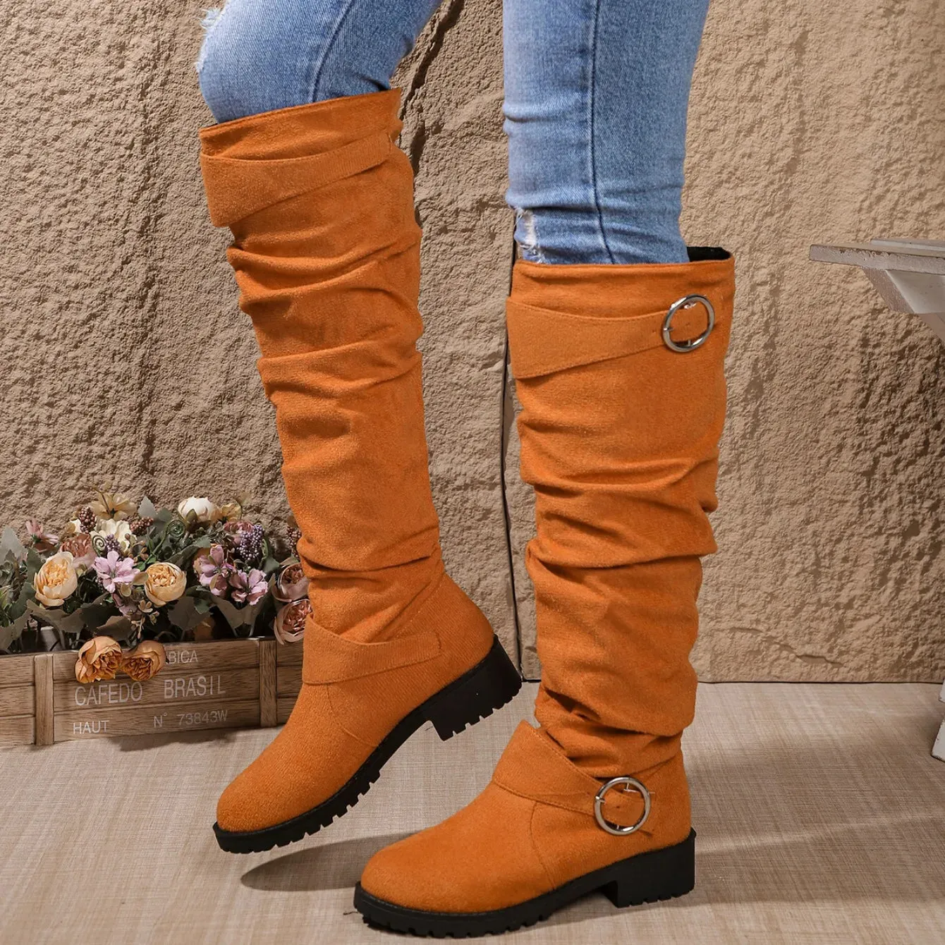 Women’s Suede Western Style Boots | Spring & Autumn Slip-On